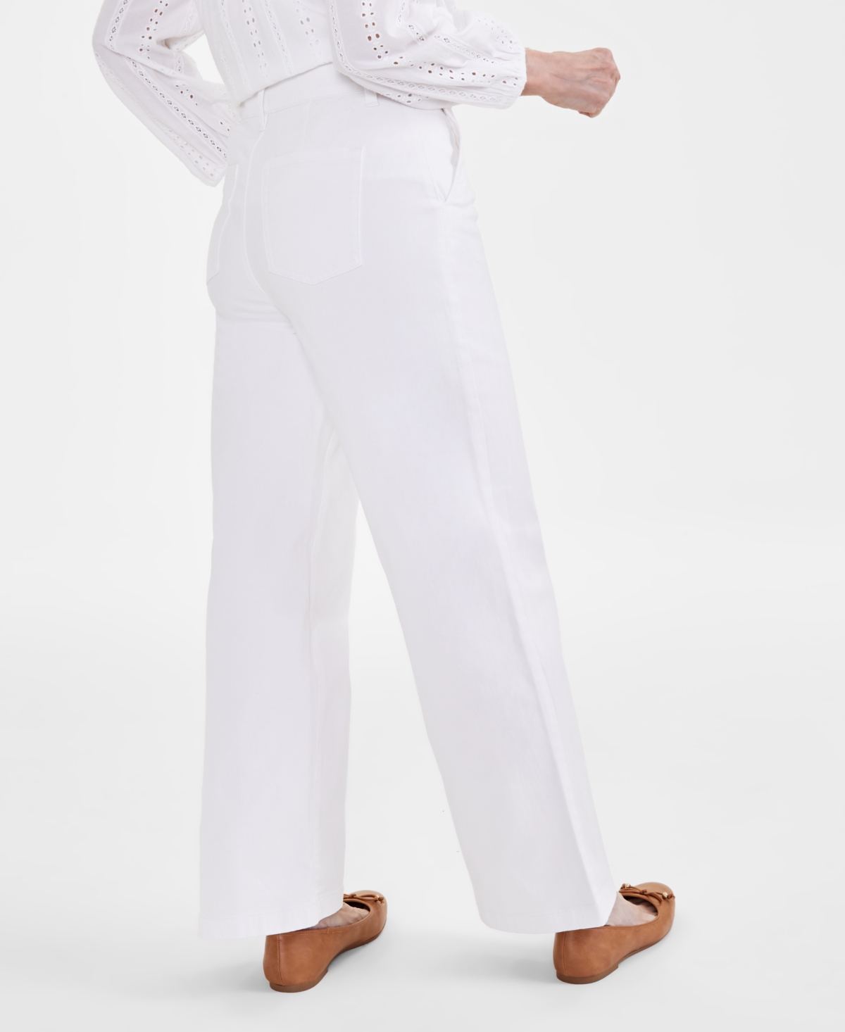Style & Co Women's High-Rise Wide-Leg Twill Pants, Created for Macy's