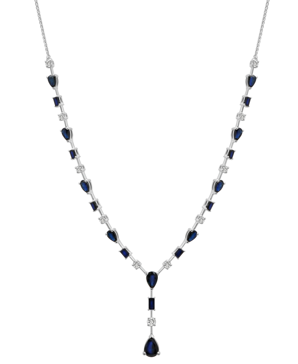MACY'S BLUE SAPPHIRE (5 CT. T.W.) & WHITE SAPPHIRE (5/8 CT. T.W.) 17" LARIAT NECKLACE IN STERLING SILVER 