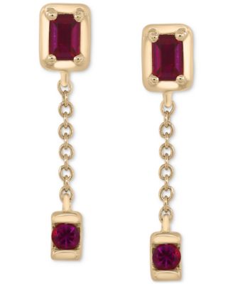 3-Pc. Set Lab-Grown Multi-Gemstone Linear Chain Drop Earrings (1-1/5 ct. t.w.) in 14k Gold-Plated Sterling Silver