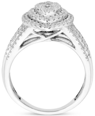 Diamond Pear-Shaped Halo Cluster Engagement Ring (1 ct. t.w.) in 14k White Gold