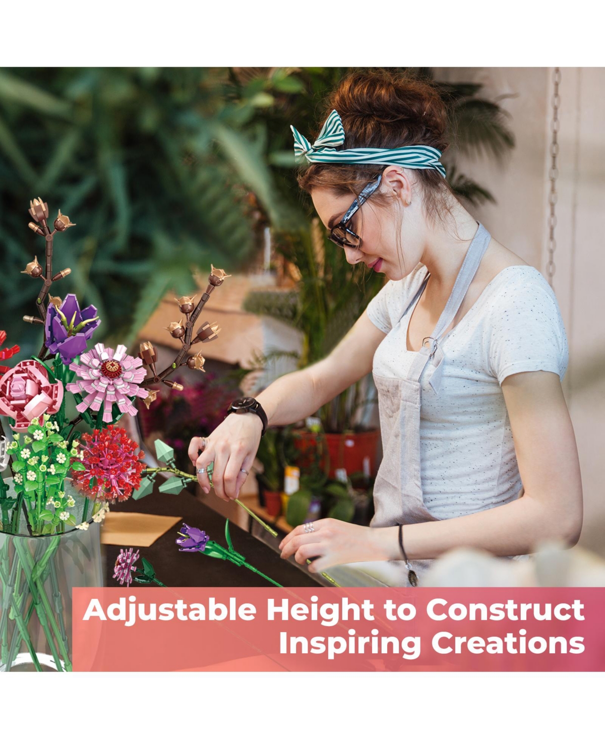 Contixo Spring Bouquet Floral Collection Building Block Set - 1237 Pcs