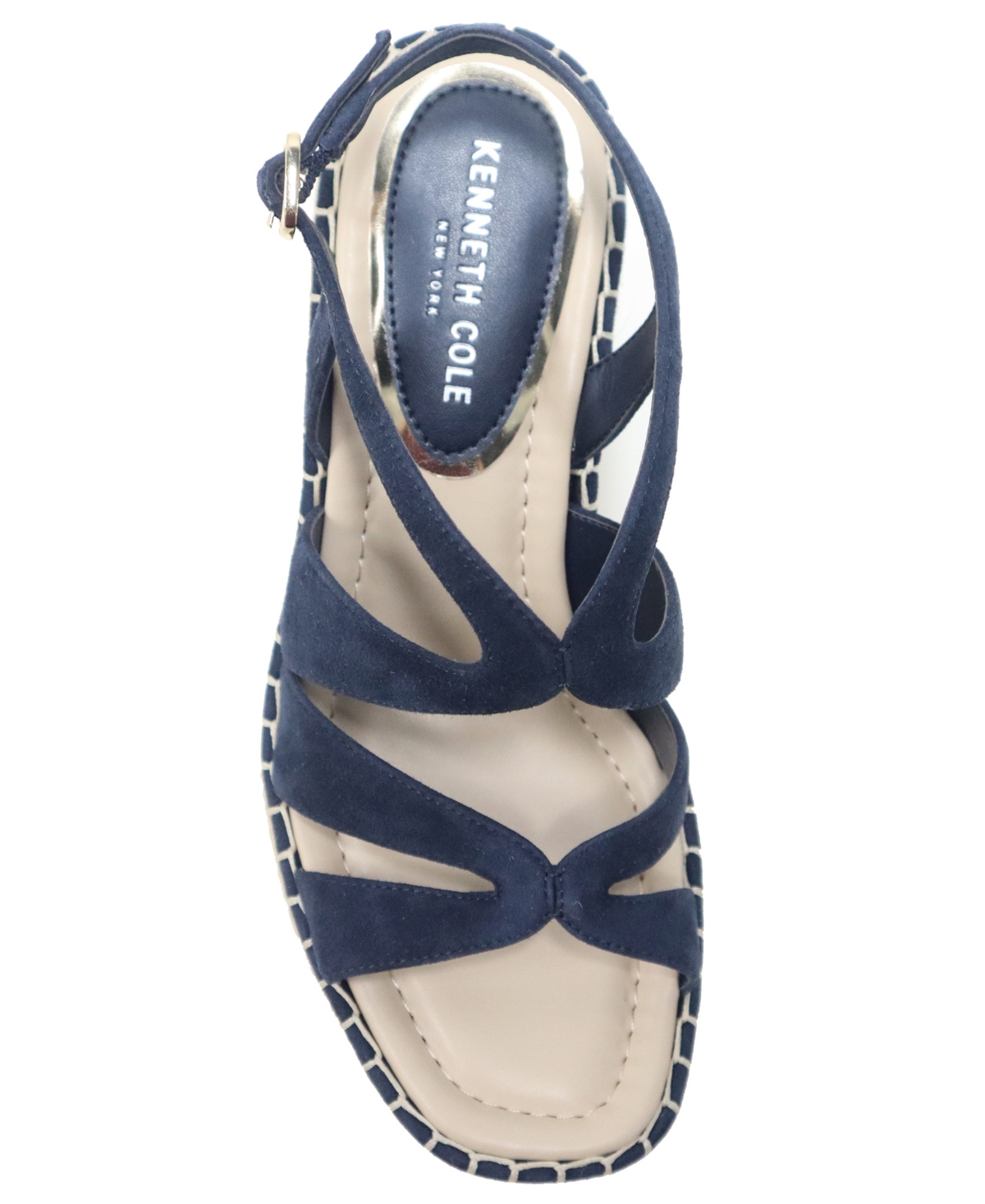 Kenneth Cole New York Women's Solace Espadrille Platform Wedge Sandals - Navy- Kid Suede