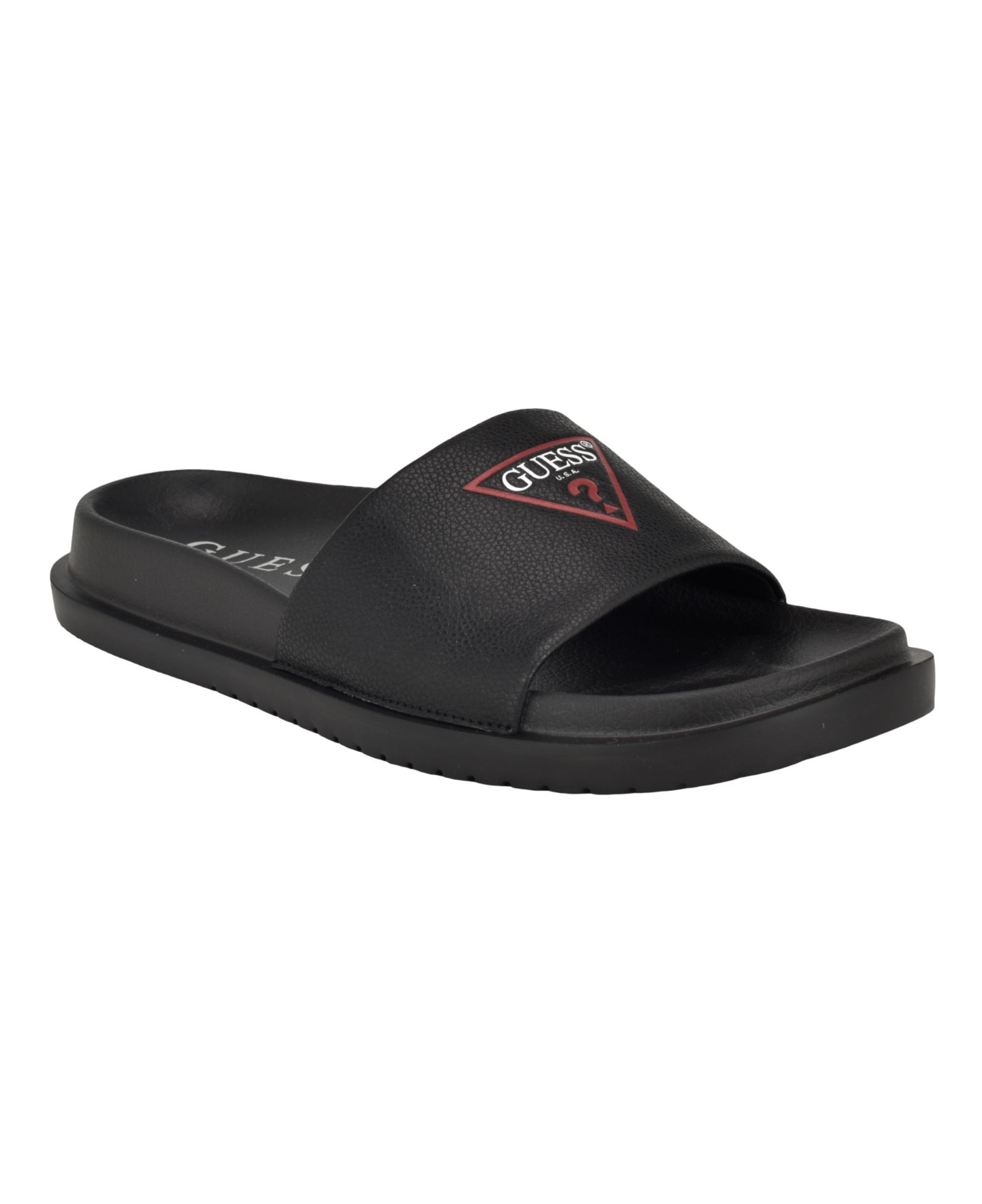 Мужские сандалии GUESS Vumble Triangle Emblem Fashion Slide Sandal, цвет: Чёрный — фото 1