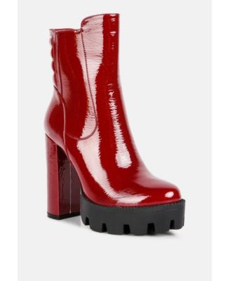 Womens High Key Collared High Heel Ankle Boot