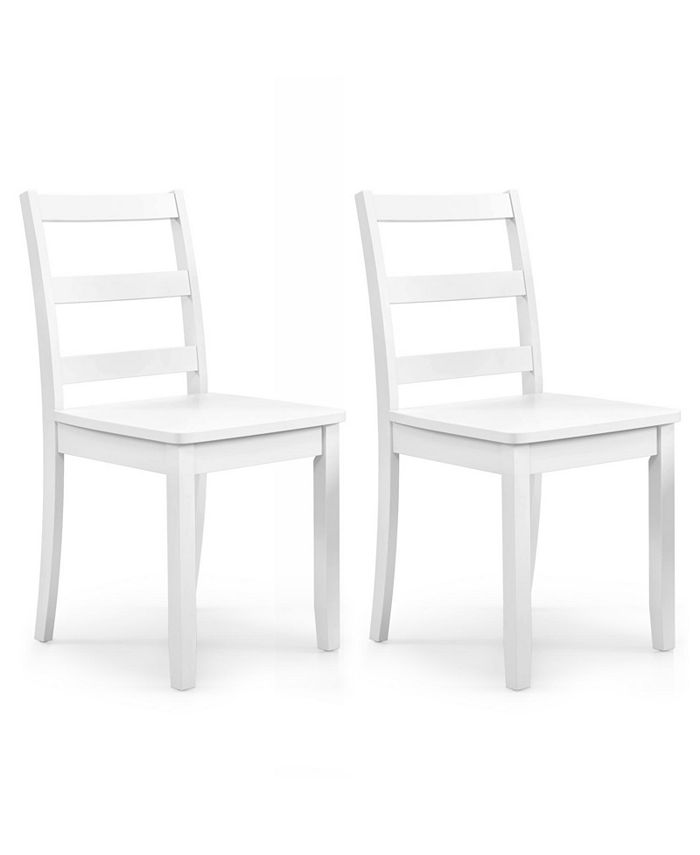 SUGIFT Set of 2 Wood Dining Chairs with Solid Rubber Wood LegsWhite