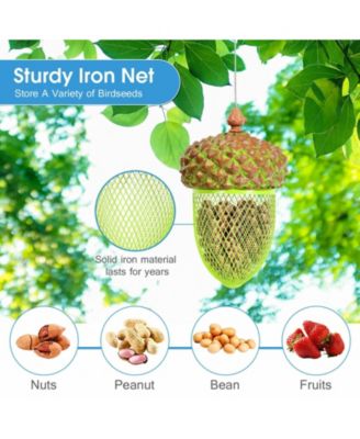 Metal Acorn Wild Bird Feeder Outdoor Hanging Food Dispenser for Garden Yard