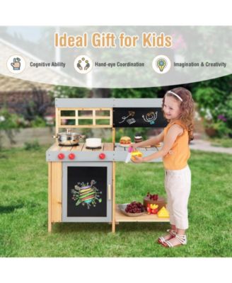 Outdoor Kid's Mud Kitchen Set with Detachable Water Box for Toddlers Over 3