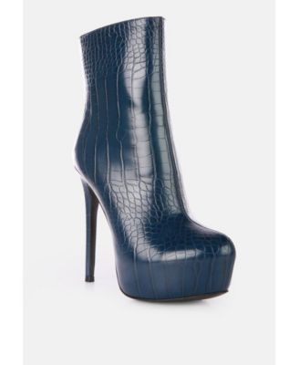 Womens orion high heeled croc ankle boot