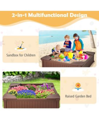 Kids Outdoor Sandbox with Oxford Cover and 4 Corner Seats