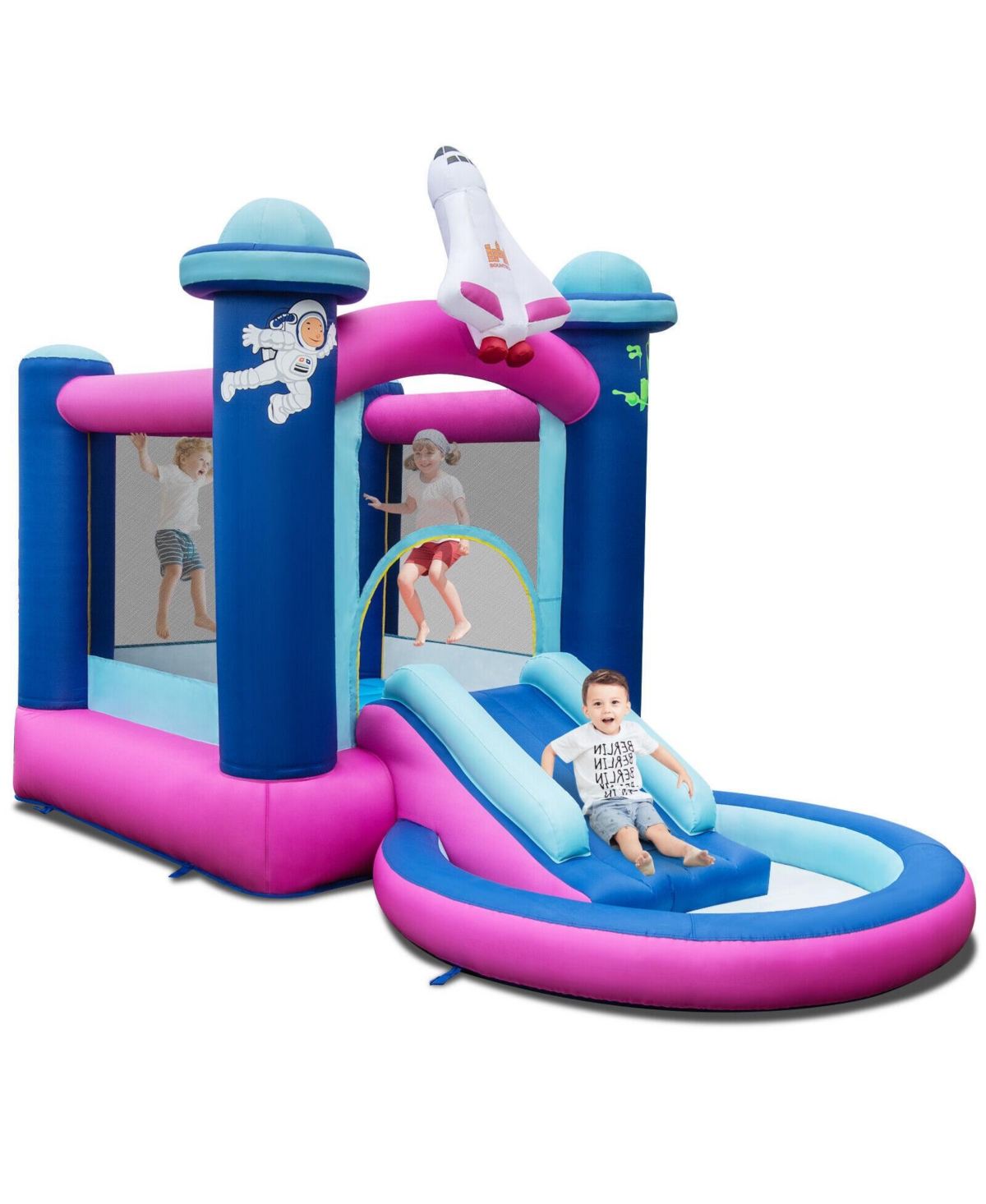 3-in-1 Inflatable Space-themed Bounce House with 480W Blower - Open Miscellaneous
