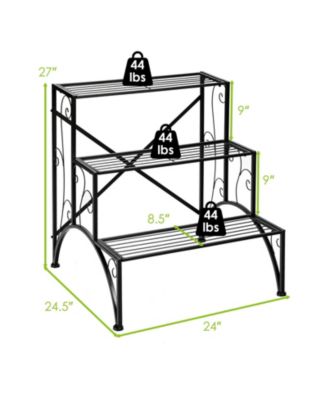 3-Tier Metal Plant Rack Garden Shelf in Stair Style