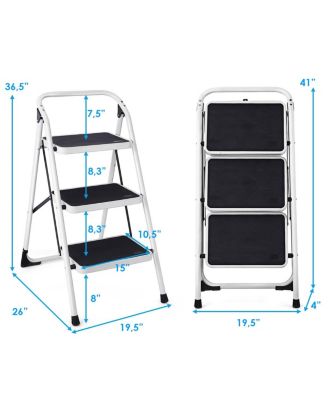 Folding 3-Step Ladder with Handgrip and Anti-Slip Platform