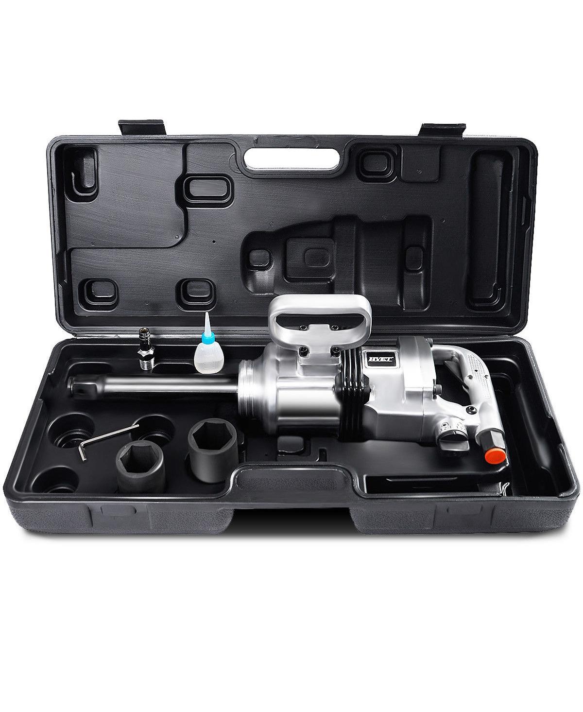 Heavy Duty 1 Inch Air Impact Wrench Gun with Case - Silver