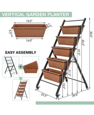 5-Tier Vertical Raised Garden Bed with Wheels and Container Boxes