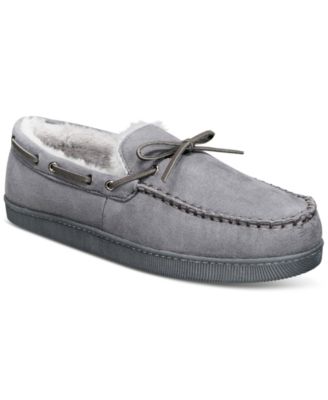 Club Room Men s Faux Suede Moccasin Slippers with Faux Fur Lining Created for Macy s Macy s