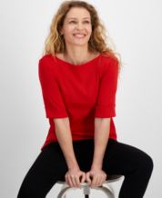 Macys ladies red tops discount