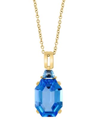 EFFY&reg; Blue Topaz Fancy-Cut Two Stone 18" Pendant Necklace (8-1/2 ct. t.w.)  in 14k Gold