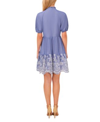 CeCe Women's Floral Embroidered Cotton Babydoll Dress