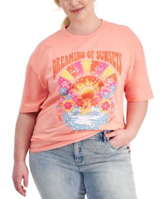 Rebellious One - Trendy Plus Size Sunset Dreams Graphic Boyfriend T-Shirt