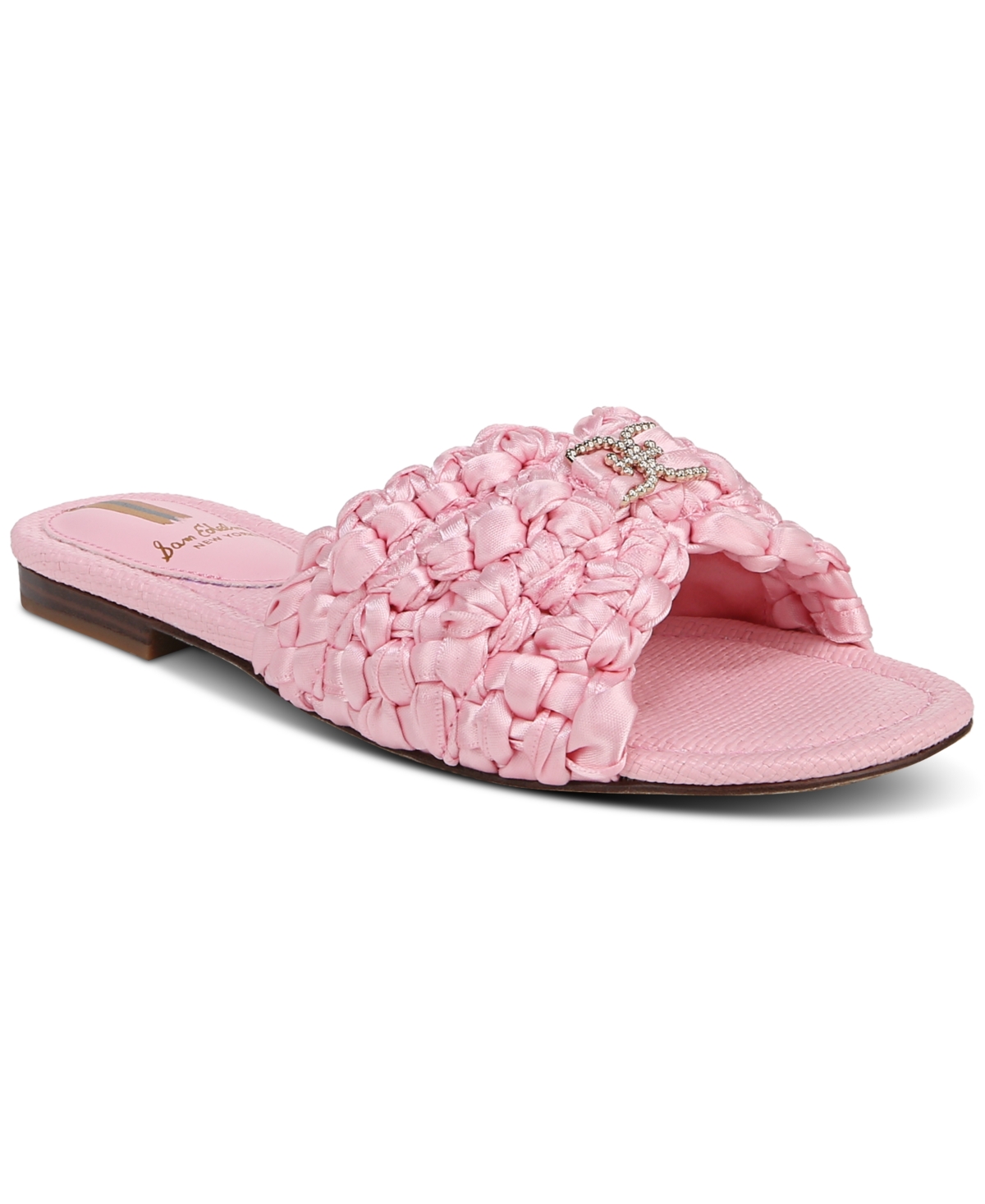 Shop Sam Edelman Women's Bridget Embellished Knotted Slide Flat Sandals In Pink Rose Silk