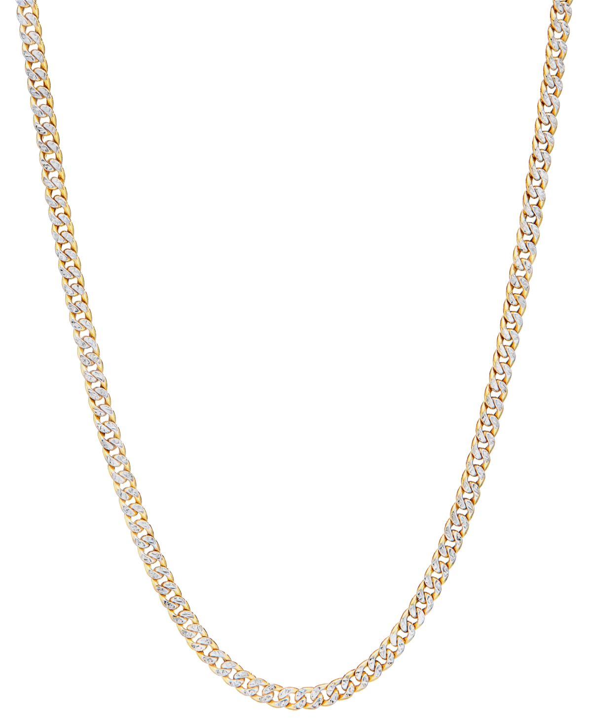 Macy's Double-sided Cuban Link 22" Chain Necklace In 10k Two-tone Gold