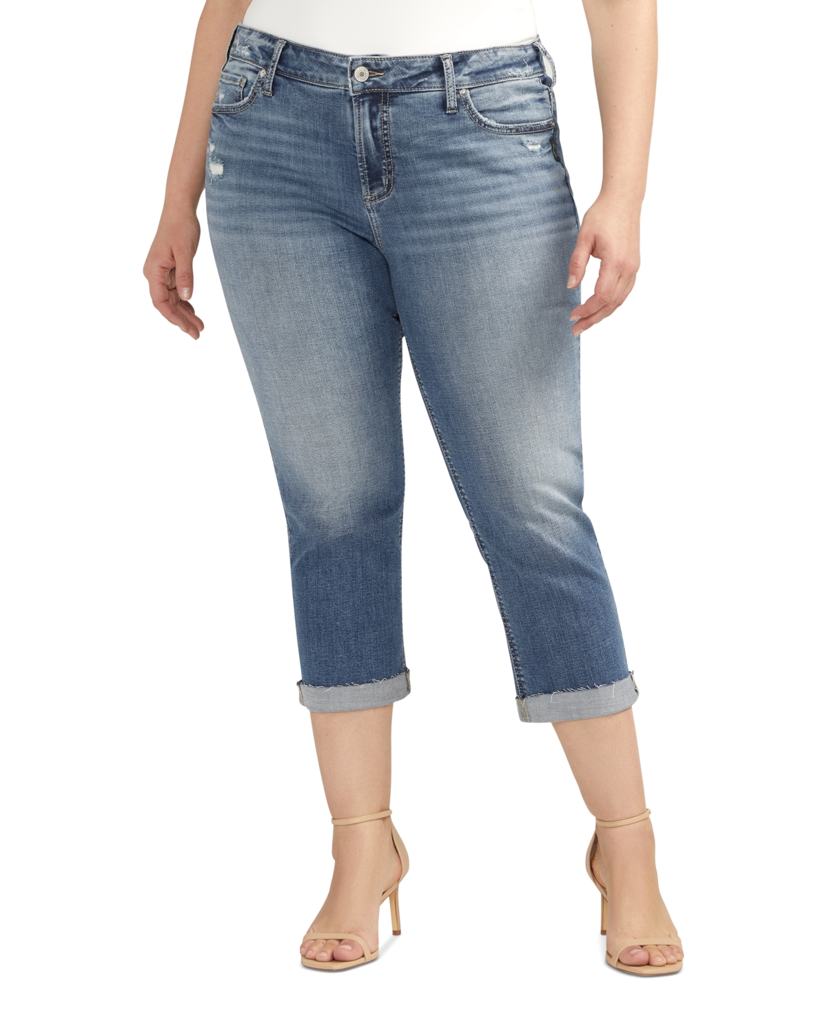Shop Silver Jeans Co. Plus Size Elyse Capri Jeans In Indigo