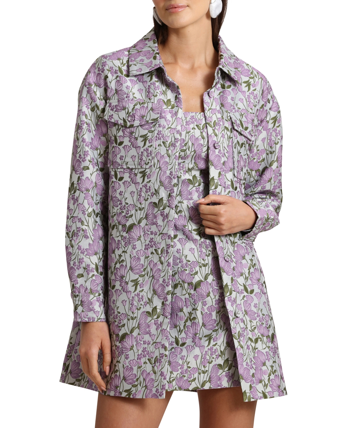 Women's Brocade Meet And Greet Jacket - Ivory/lilac Floral