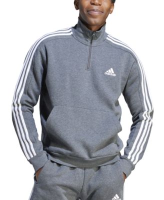 Men s Essentials Fleece 3 Stripes Quarter Zip Sweatshirt