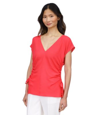 Michael Kors - Women's Solid Ruched V-Neck Top