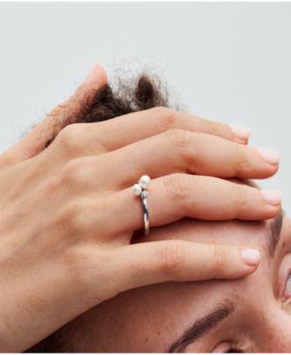 Sterling Silver Timeless Duo Treated Freshwater Cultured Pearls Ring