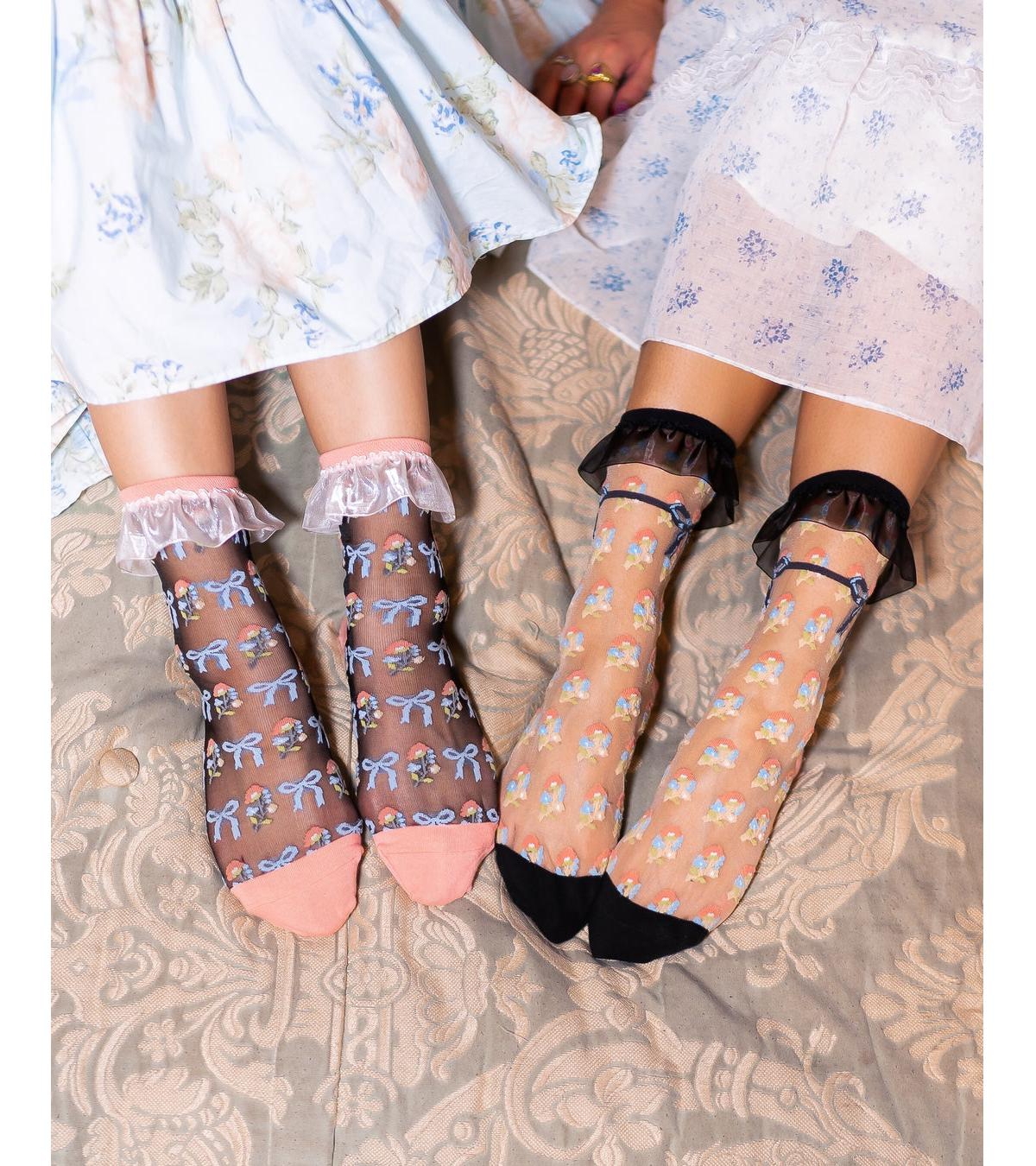 Shop Sock Candy Women's Bridgerton Style Ruffle Sheer Socks Bundle In Floral