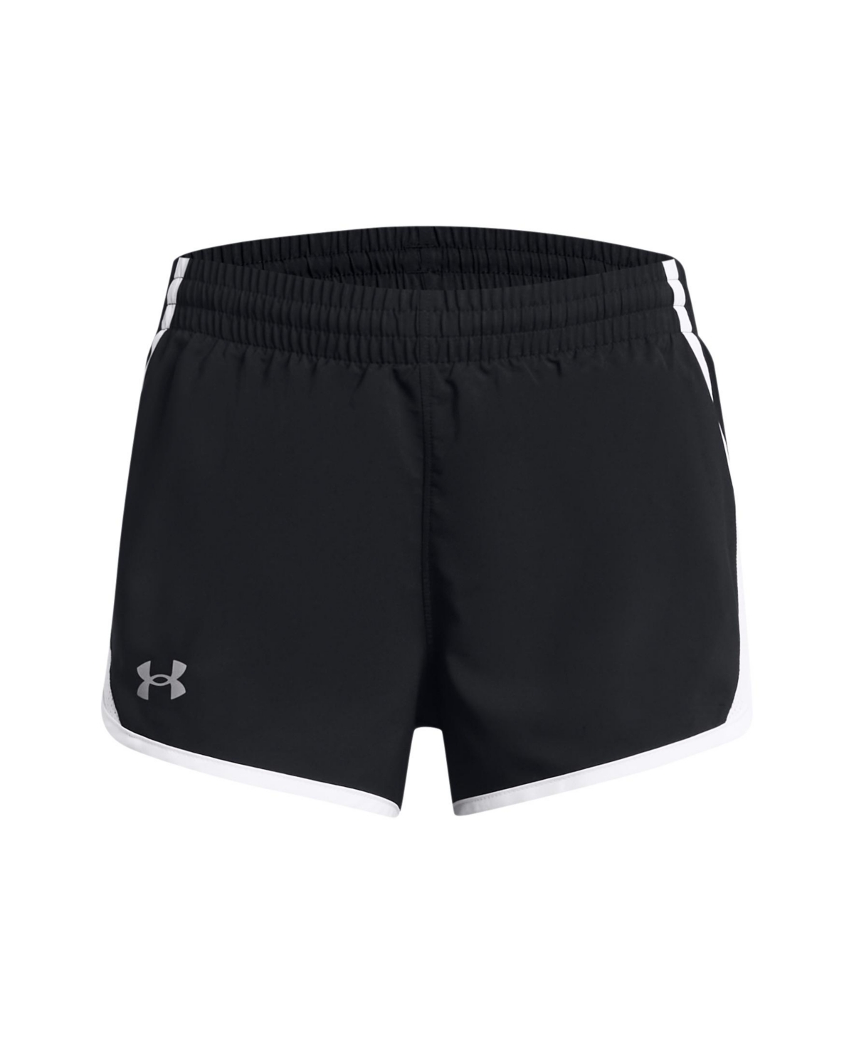 Shop Under Armour Big Girls Fly-by 3" Shorts In Black,white,reflective