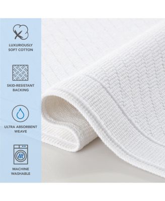 Textured Woven Cotton Bath Rug with Slip-Resistant Backing
