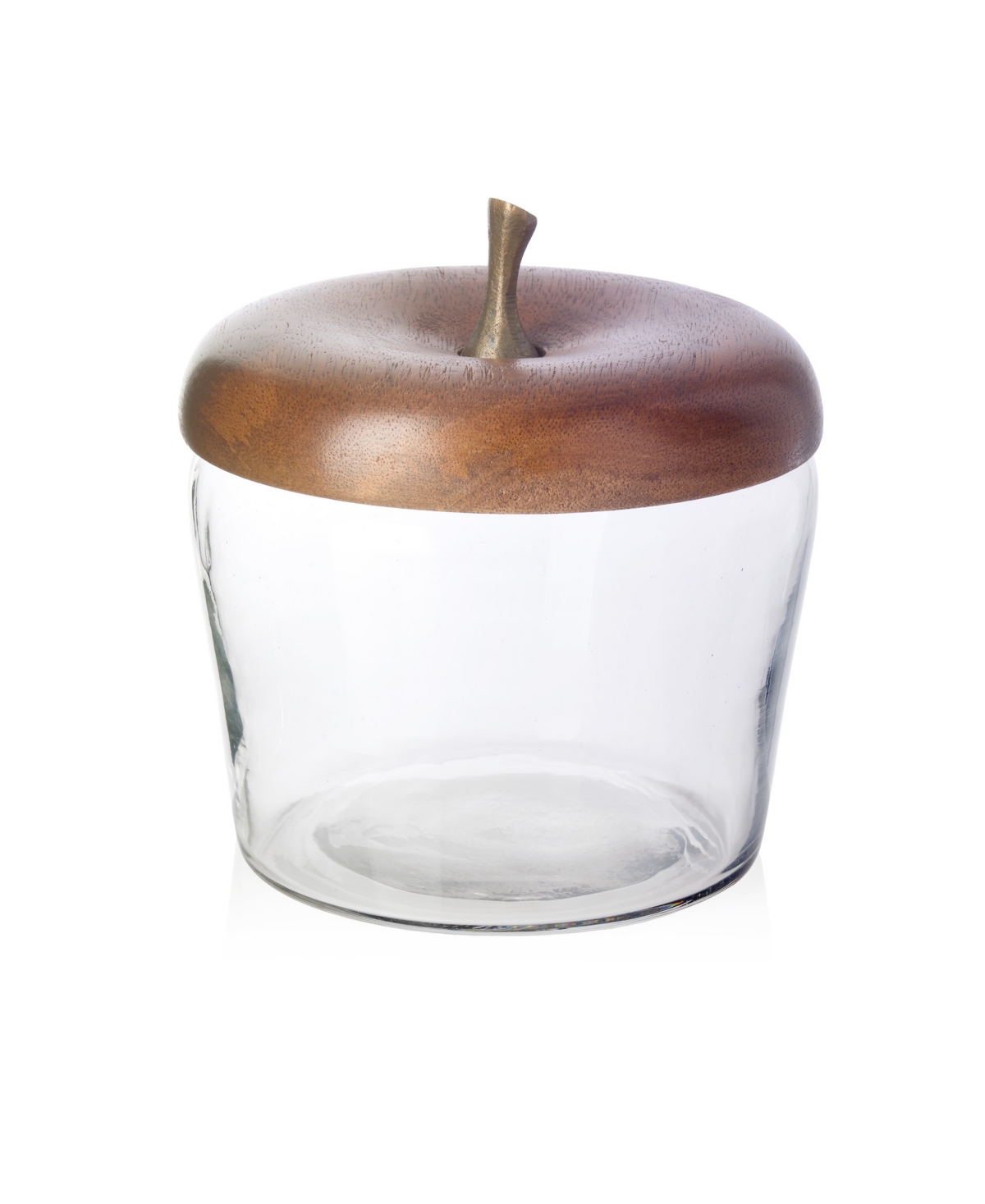 Shop Godinger Signature Collection Apple Glass And Wood Storage Canister In Clear