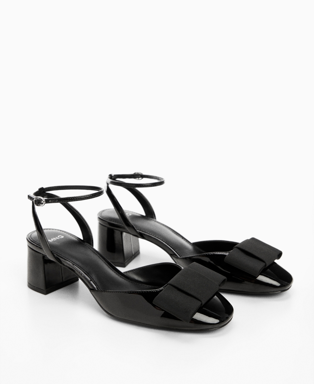 Shop Mango Women's Patent Leather Bow Shoe In Black
