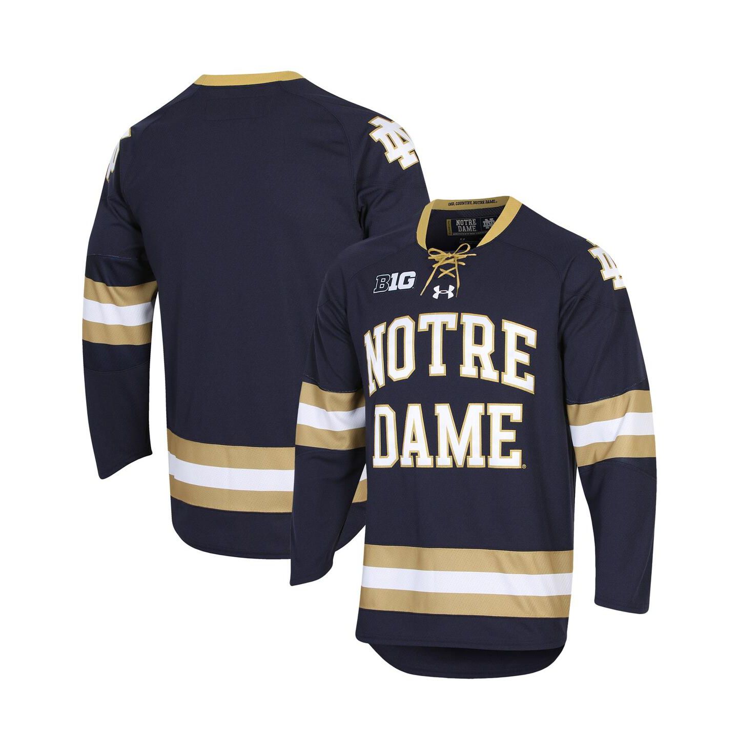 Мужской топ Under Armour Notre Dame Fighting Irish UA Replica Hockey Jersey, цвет: Тёмно-синий — фото 1