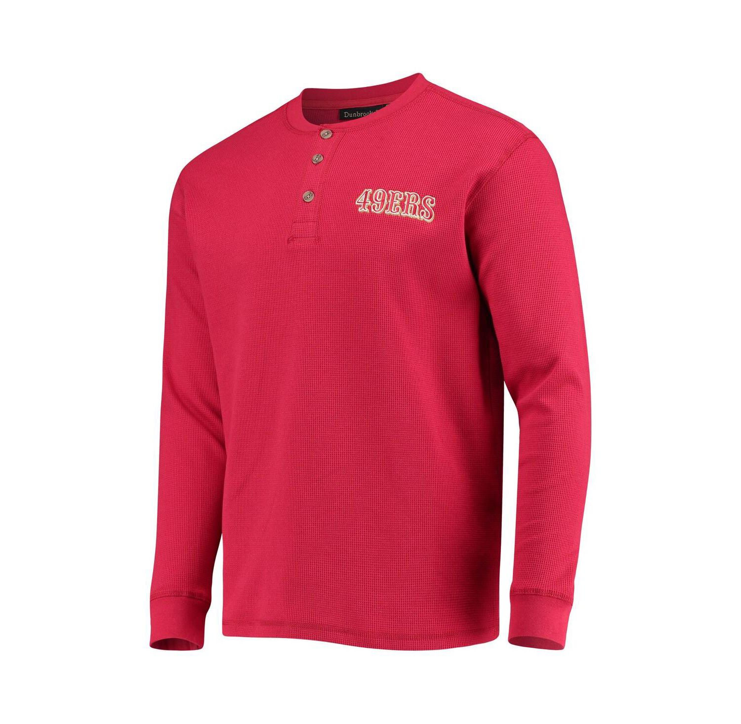 Men's Scarlet San Francisco 49ers Logo Maverick Thermal Henley Long Sleeve T-shirt
