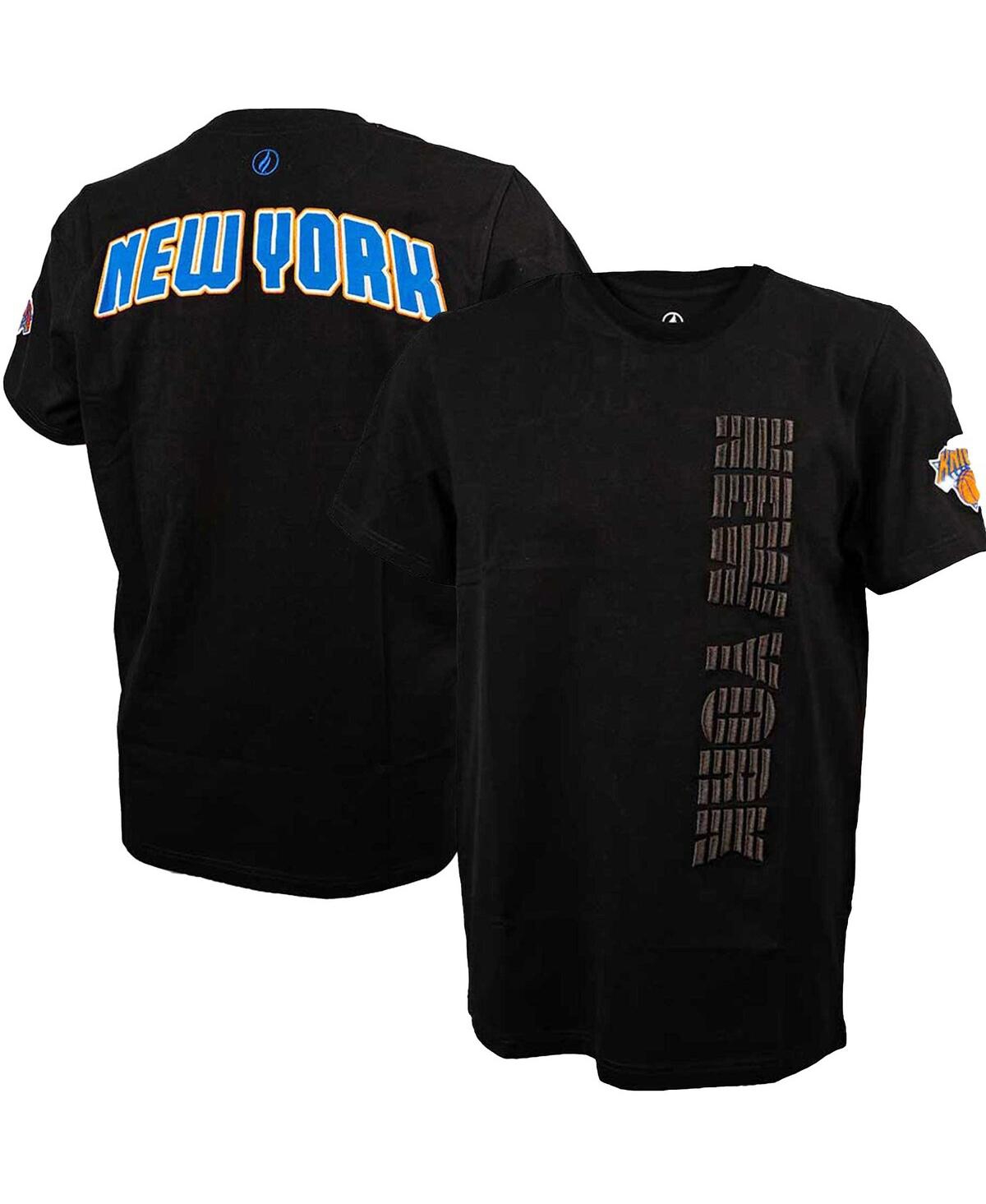 Men's Fisll Black New York Knicks 3D Puff Print Sliced Logo T-shirt - Black