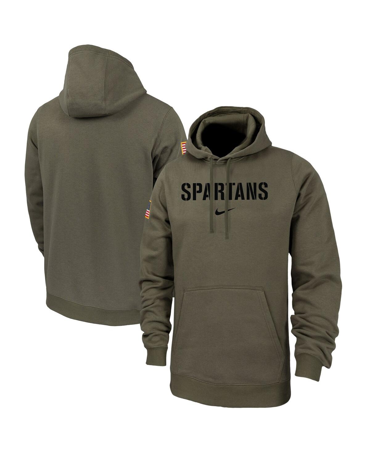 Shop Nike Men's  Olive Michigan State Spartans Military-inspired Pack Club Fleece Pullover Hoodie