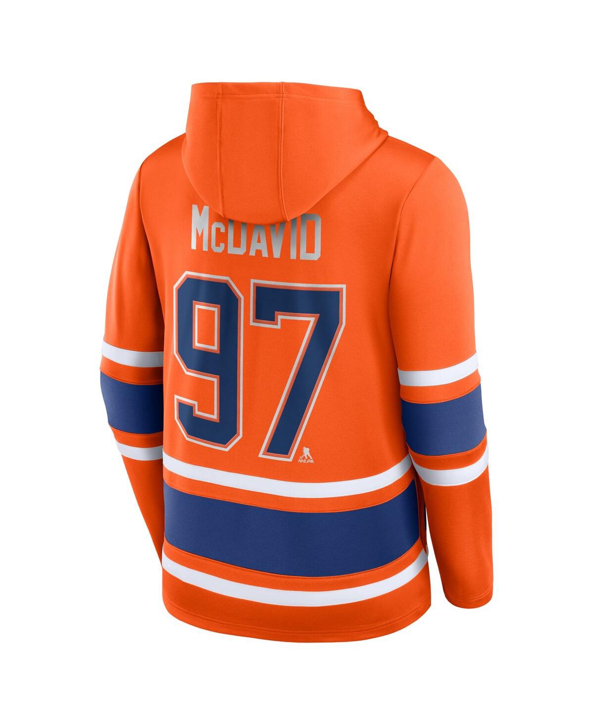Shop Fanatics Men's  Connor Mcdavid Orange Edmonton Oilers Name And Number Lace-up Pullover Hoodie