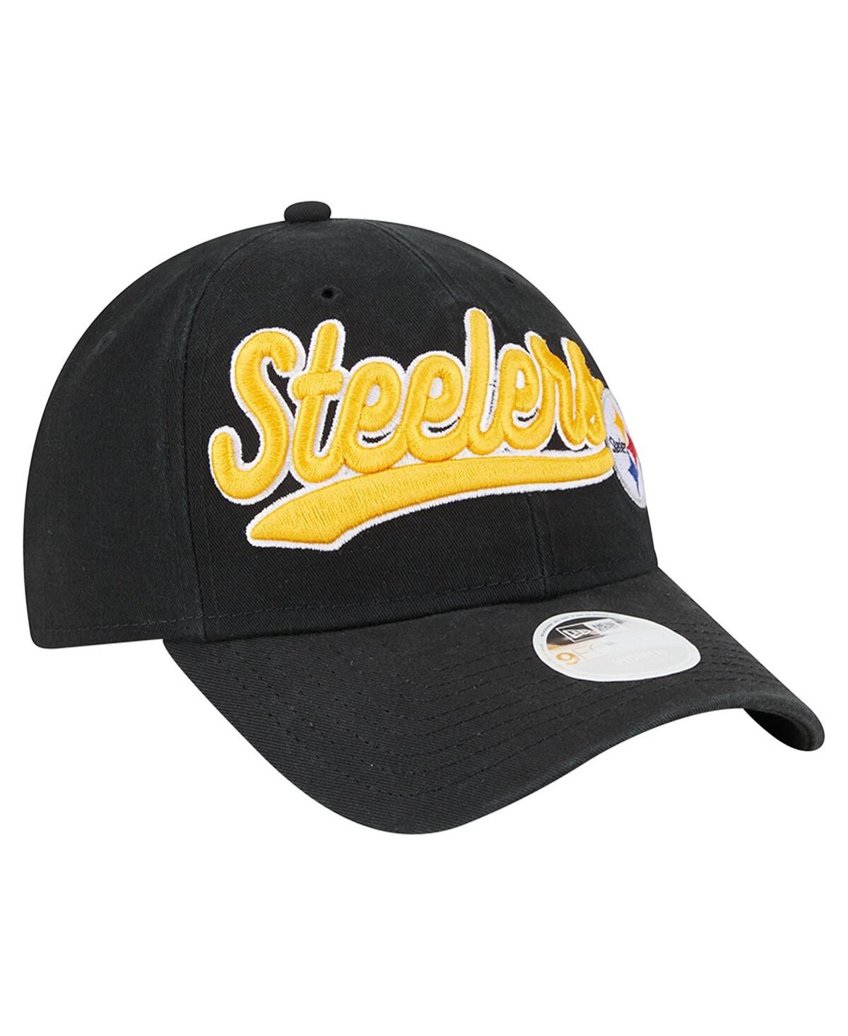 Women's New EraPittsburgh Steelers Cheer 9FORTY Adjustable Hat - Black