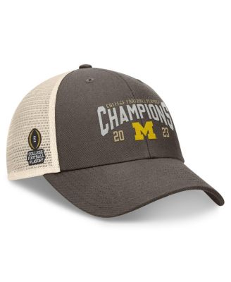 Men's Heather Gray Michigan Wolverines College Football Playoff 2023 National Champions Unstructured Trucker Adjustable Hat