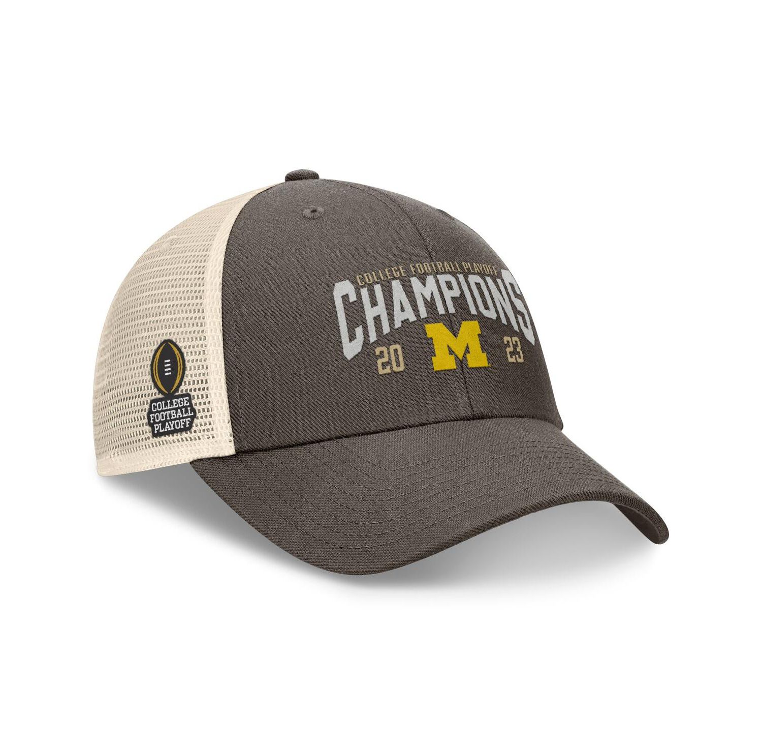 Men's Heather Gray Michigan Wolverines College Football Playoff 2023 National Champions Unstructured Trucker Adjustable Hat
