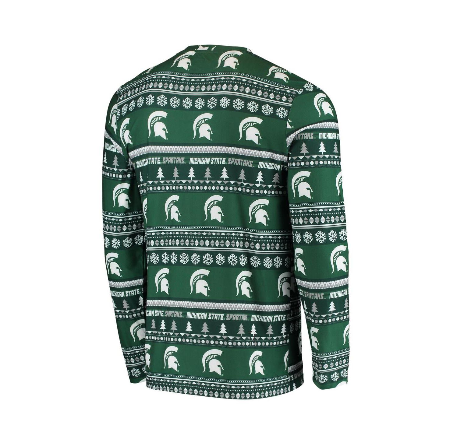 Men's Green Michigan State Spartans Ugly Sweater Knit Long Sleeve Top and Pant Set