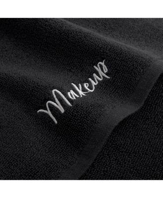 Host & Home Cotton Makeup Removal Fingertip Towel (Pack of 6), Embroidered, 11x17, Black