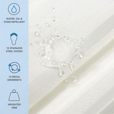 Host & Home Damask Shower Curtain Set with 12 Metal Rolling Rings, Weighted Hem, Rust-Proof Grommets, Fine 100% Polyester Yarn, 72x72, Three Proof Treatment Repels Water, Stains & Oil