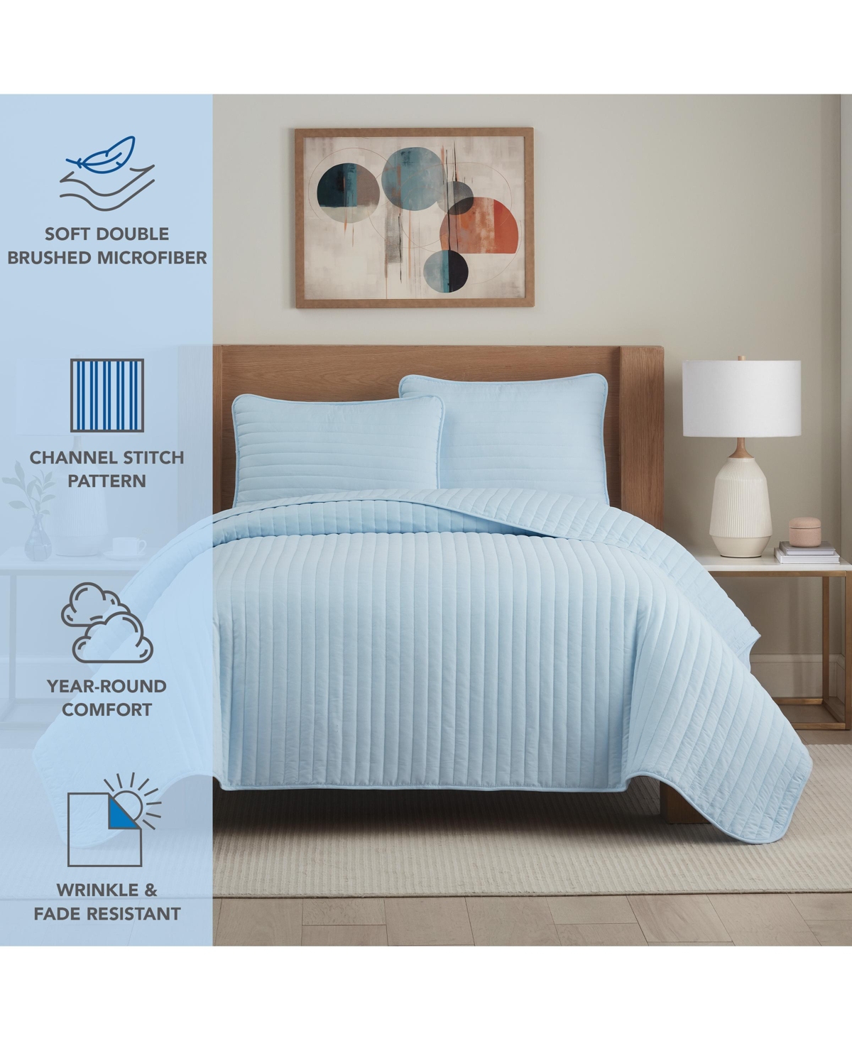 Host & Home Microfiber Quilt Set, Cozy Brushed with Poly Fill, Sham(s) Included, 4 Popular Decor Color Choices