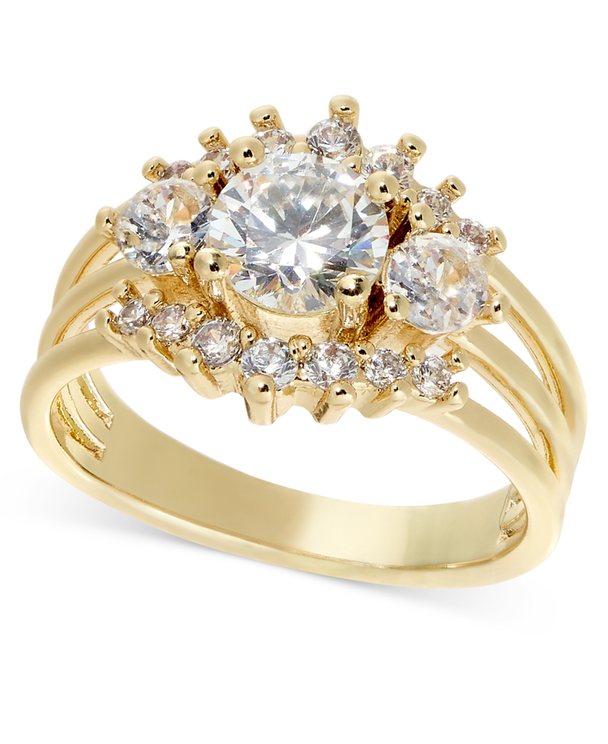 Shop Charter Club Gold-tone Crystal Three-row Band Ring, Created For Macy's