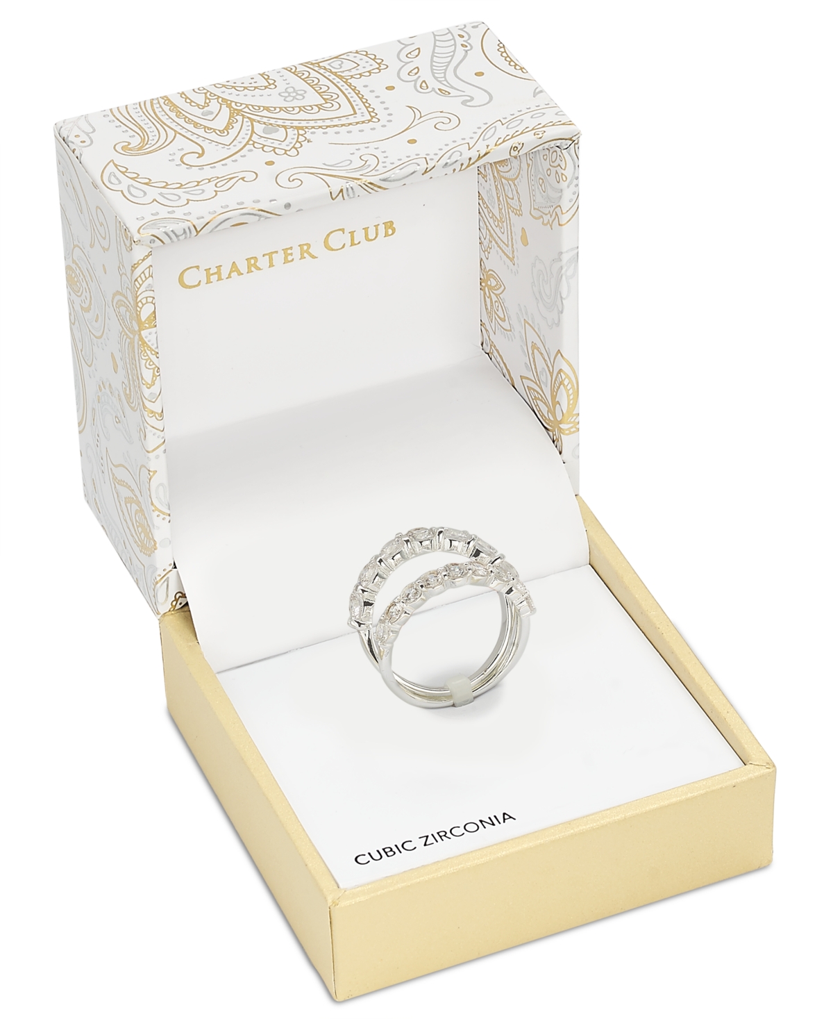 Shop Charter Club Silver-tone 2-pc. Set Cubic Zirconia Stack Rings, Created For Macy's