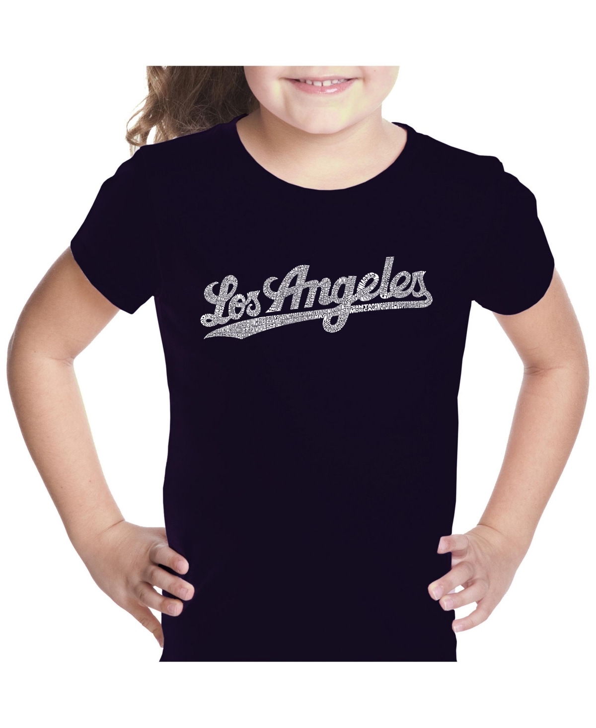 Girl's Word Art T-shirt - Los Angeles Neighborhoods - Purple